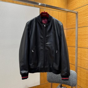 Gucci Unisex Genuine Leather Jacket(Size:48|50|52|54|56)