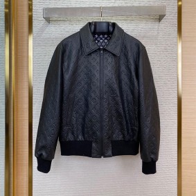 Louis Vuitton Unisex Genuine Leather Jacket(Size:48|50|52|54|56)