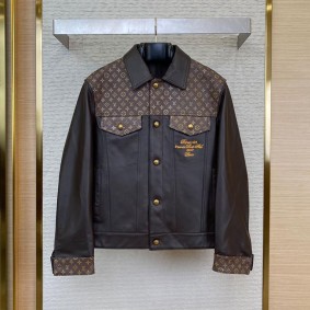 Louis Vuitton Unisex Genuine Leather Jacket(Size:48|50|52|54|56|58)