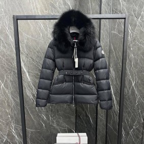 Moncler Women Boed Black Hooded Shearling Short Down Jacket(Size: 1|2|3|4)
