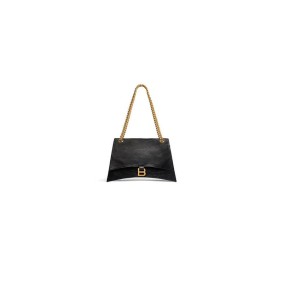 Balenciaga Crush Tasche Mit Kette Mittelgro? Für Damen In Schwarz(High-End Grade)