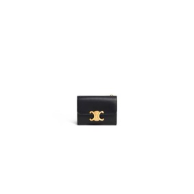 Celine Compact Wallet With Coin Triomphe In Shiny Calfskin(High-End Grade)