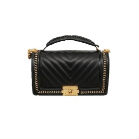 Chanel Top Handle Chevron Boy Handbag