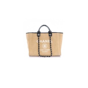 Chanel Woven Straw Raffia Striped Medium Deauville Tote