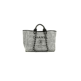 Chanel Woven Straw Raffia Striped Medium Deauville Tote