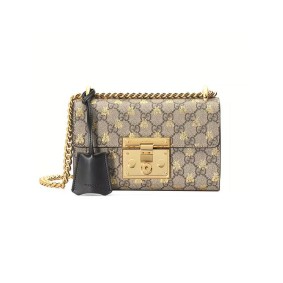 Padlock Small Gucci Bees Shoulder Bag