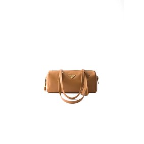 Prada Medium Leather Top-Handle Bag With Padlock(High-End Grade)