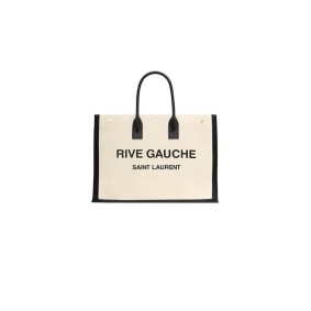 Ysl Rive Gauche Large Tote Bag In Printed Canvas And Leather Ysl Rive Gauche Large Tote Bag In Printed Canvas And Leather