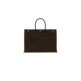 Ysl Rive Gauche Large Tote Bag In Printed Canvas And Leather