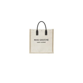 Ysl Rive Gauche N/S Shopping Bag In Linen And Cotton
