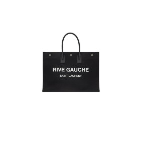 Ysl Rive Gauche Tote Bag In Linen And Leather Ysl Rive Gauche Tote Bag In Linen And Leather