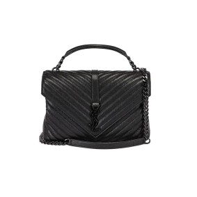 Ysl Saint Laurent College Quilted-Leather Satchel Bag