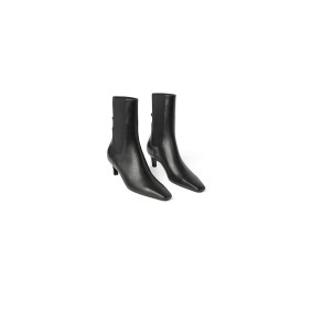Celine Toteme The Mid Heel Leather Boot Black