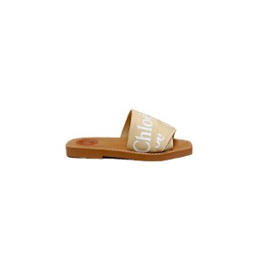 Chloe Woody Logo-Print Canvas Slides
